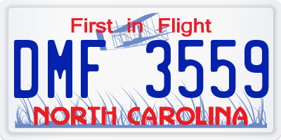 NC license plate DMF3559