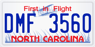 NC license plate DMF3560