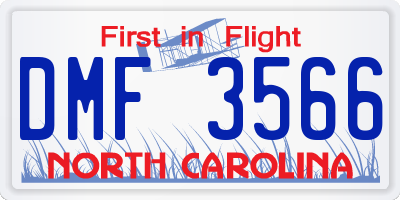 NC license plate DMF3566