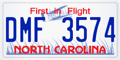 NC license plate DMF3574