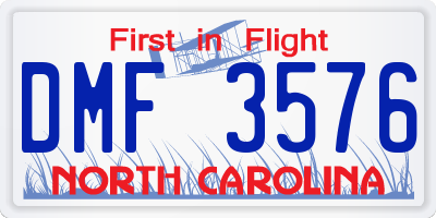 NC license plate DMF3576