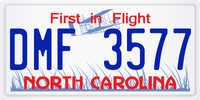 NC license plate DMF3577