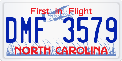 NC license plate DMF3579
