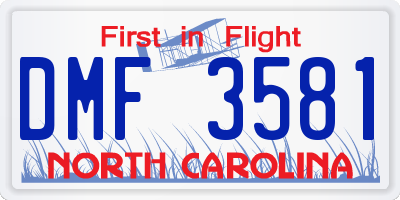 NC license plate DMF3581