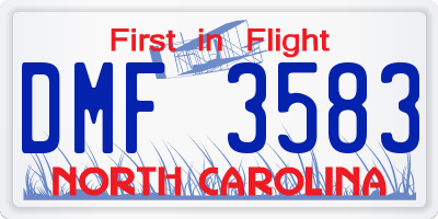 NC license plate DMF3583
