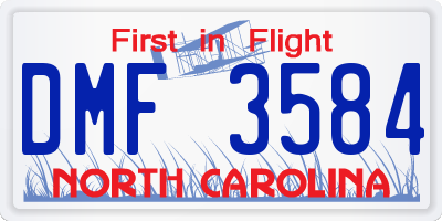 NC license plate DMF3584