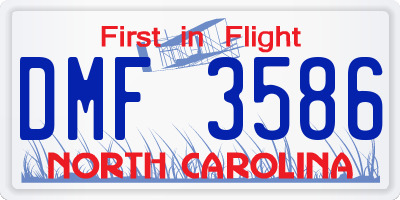 NC license plate DMF3586