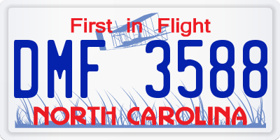 NC license plate DMF3588
