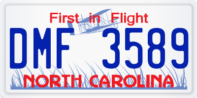 NC license plate DMF3589