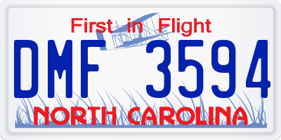 NC license plate DMF3594