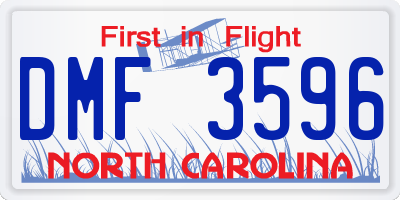 NC license plate DMF3596
