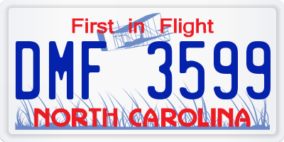 NC license plate DMF3599