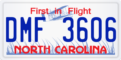 NC license plate DMF3606