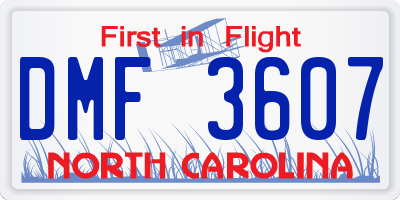 NC license plate DMF3607