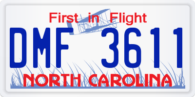 NC license plate DMF3611