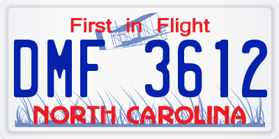 NC license plate DMF3612