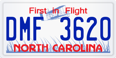 NC license plate DMF3620