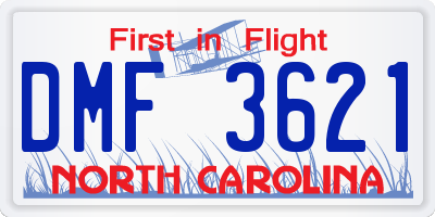 NC license plate DMF3621