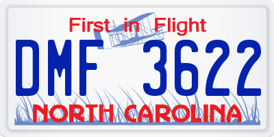 NC license plate DMF3622