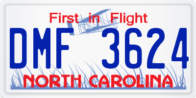 NC license plate DMF3624