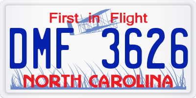 NC license plate DMF3626