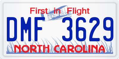 NC license plate DMF3629