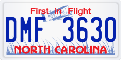 NC license plate DMF3630