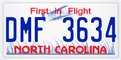 NC license plate DMF3634