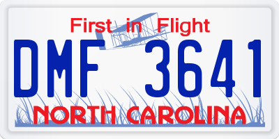 NC license plate DMF3641