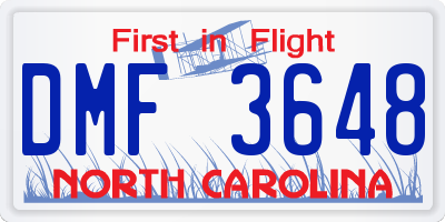 NC license plate DMF3648