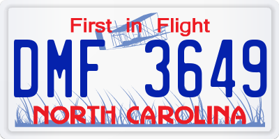 NC license plate DMF3649