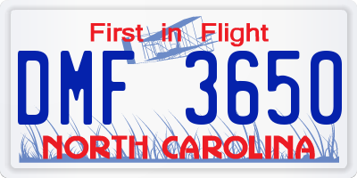 NC license plate DMF3650