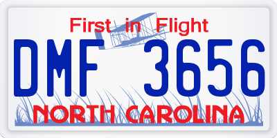NC license plate DMF3656