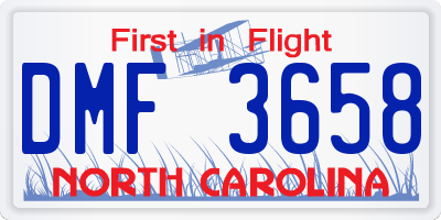 NC license plate DMF3658