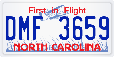 NC license plate DMF3659