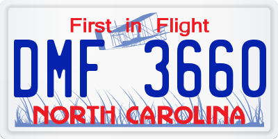 NC license plate DMF3660