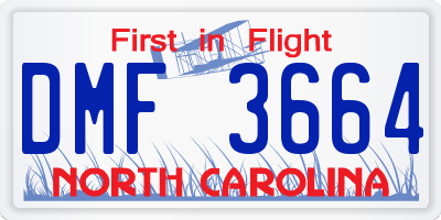 NC license plate DMF3664