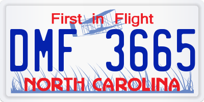 NC license plate DMF3665