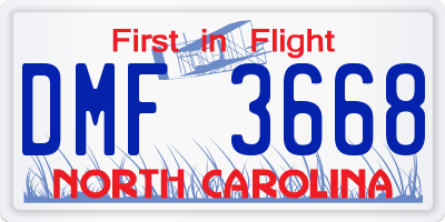 NC license plate DMF3668