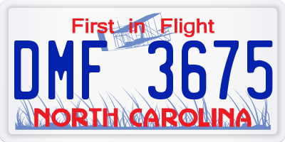 NC license plate DMF3675