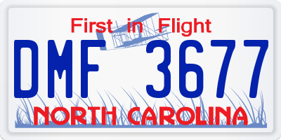 NC license plate DMF3677