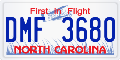 NC license plate DMF3680