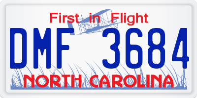 NC license plate DMF3684