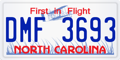NC license plate DMF3693