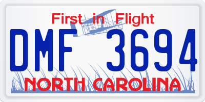 NC license plate DMF3694