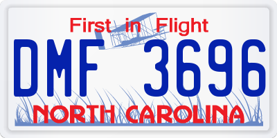 NC license plate DMF3696
