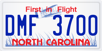 NC license plate DMF3700