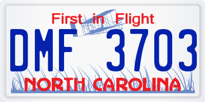 NC license plate DMF3703