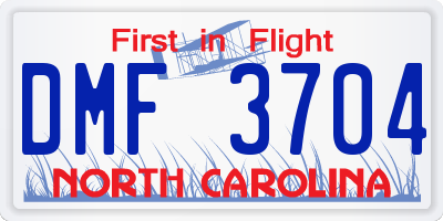 NC license plate DMF3704