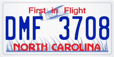 NC license plate DMF3708